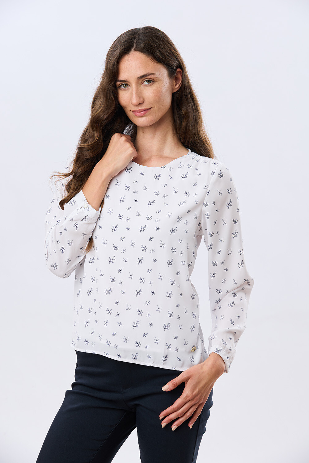 BLUSA CLASICA Hojas Azul