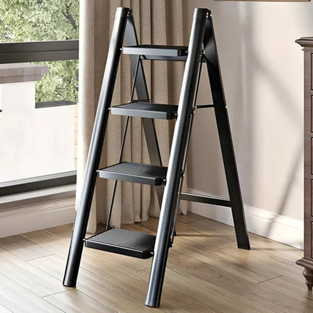 Escalera De 4 Escalones Antidezlisante Y Plegable Negro
