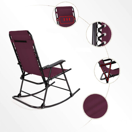 Silla Reposera Mecedora Plegable Con Almohadilla Rojo