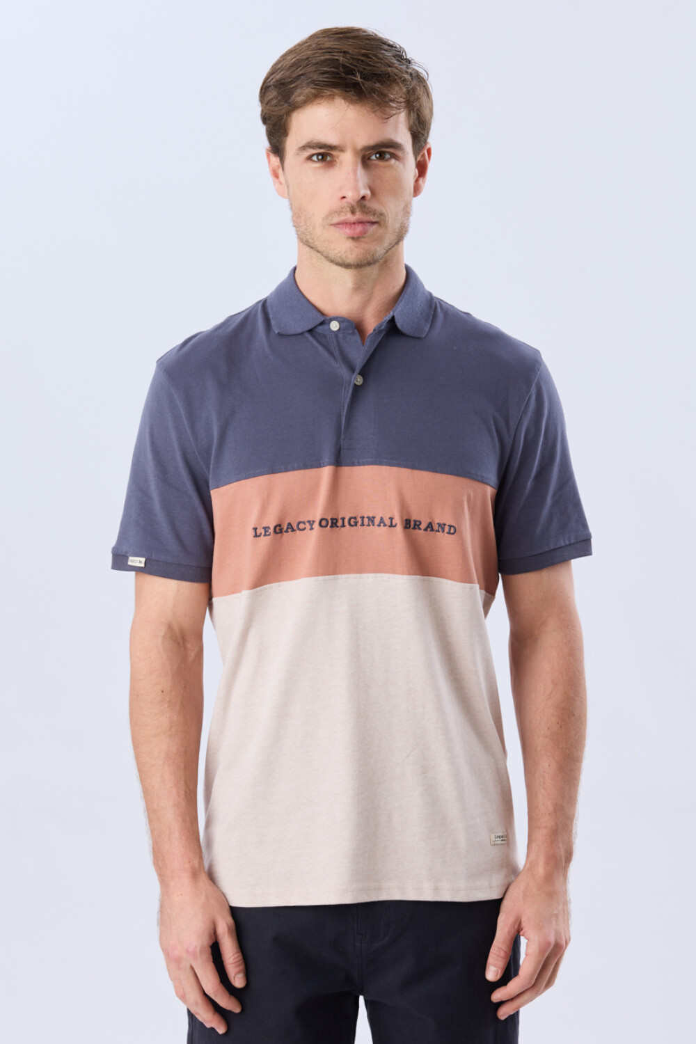 REMERA POLO RAYADA JERSEY Azul Oscuro