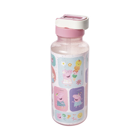 Botella Plática Fun Peppa Pig 600 ml con Adhesivos U
