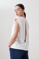 Remera escote en V con detalle en espalda blanco