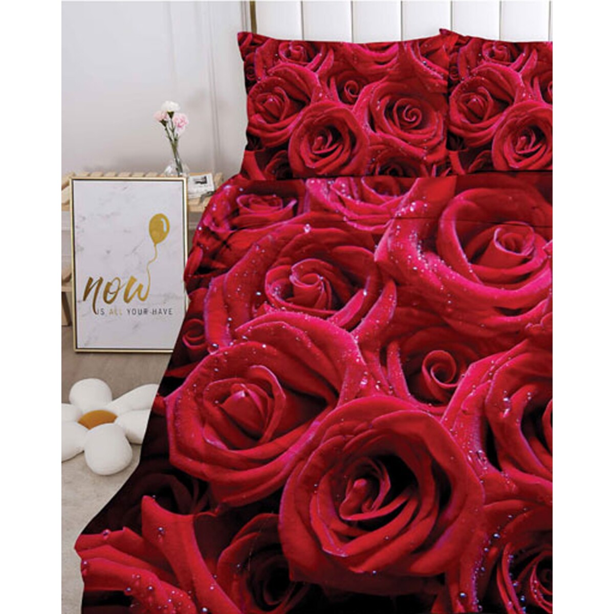 Juego de sábanas Cotton Flor Zyporah 2 plazas sommier 2.25 x 2.45mts - 180 