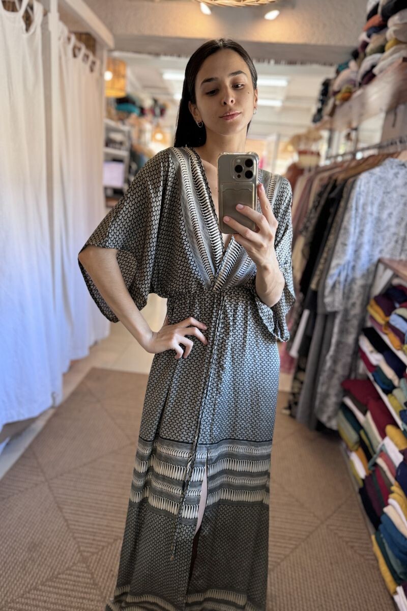 Vestido Manu de seda Tonos grises