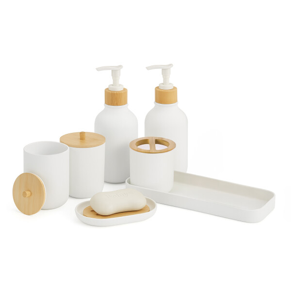 Set De Baño Accesorios Juego De 7 Piezas Dispenser Jabonera IMBACK Color Blanco Set De Baño Accesorios Juego De 7 Piezas Dispenser Jabonera IMBACK Color Blanco
