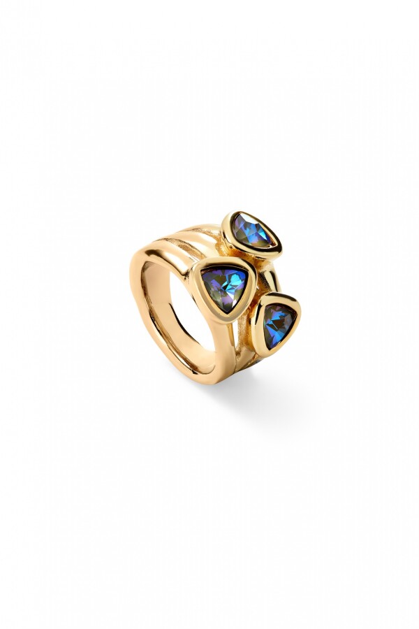 ANILLO EN ALEACIÓN DE METALES BAÑADO EN ORO 18K CON CRISTAL MULTICOLOR Anillo