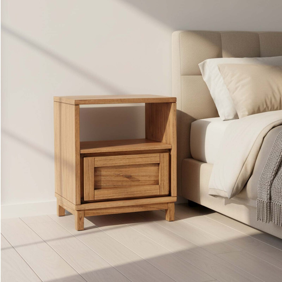 MESA DE LUZ - MADERA NATURAL-BEIGE TRENTO 