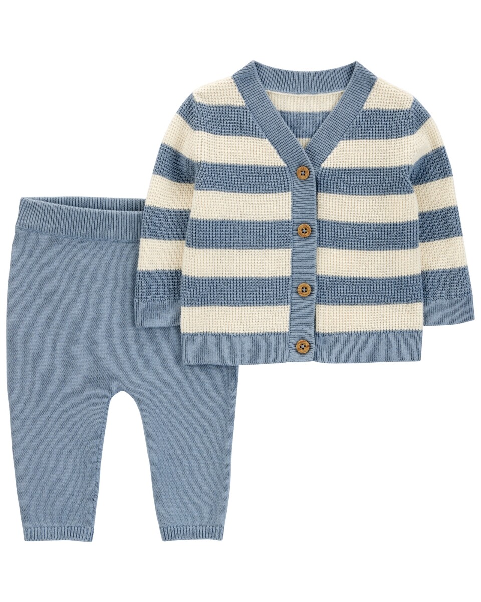 Set dos piezas de algodón, pantalón y saco, diseño a rayas 