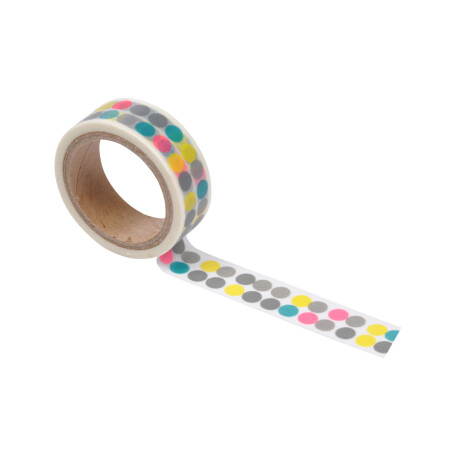 CINTA FLUO PAPEL MULTICOLOR DOTS