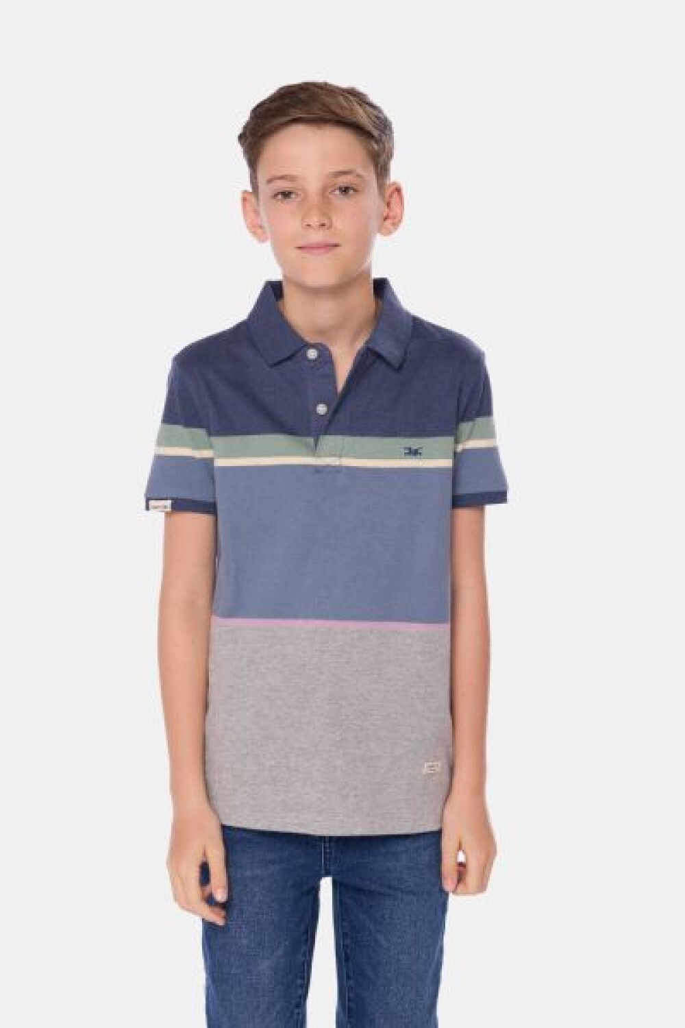 REMERA POLO RAYADA Azul