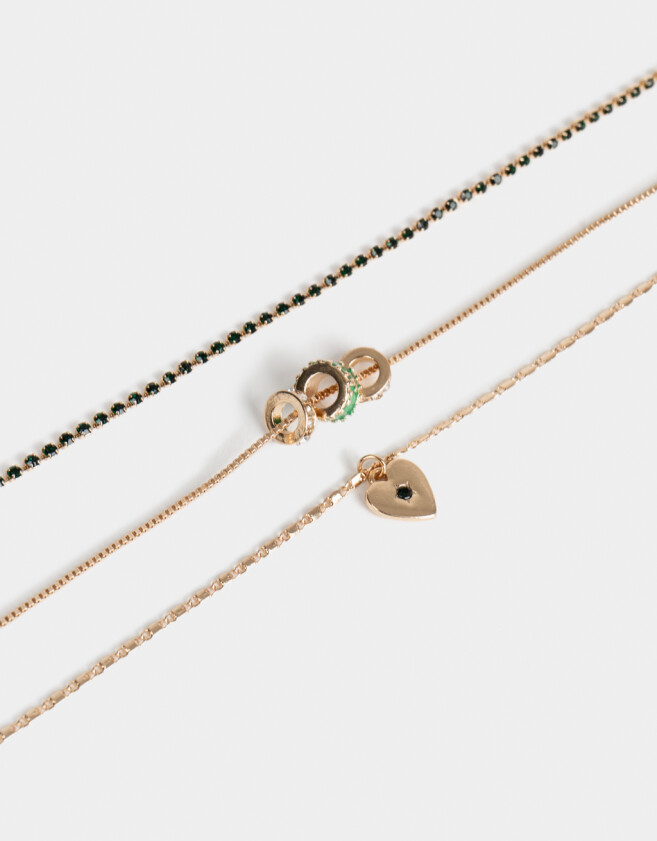 Collares Cortos Con strass Collar Corto Multicadena - Dorado