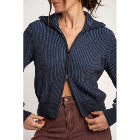 Campera Tejida Algodón Azul