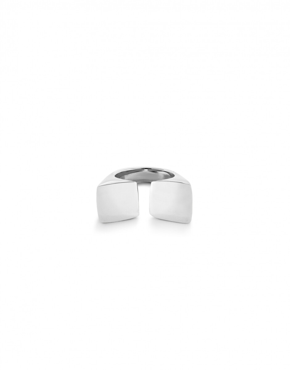ANILLO BAÑADO EN PLATA DE LEY ACABADO LISO Y FORMA CUADRADA - Anillo 