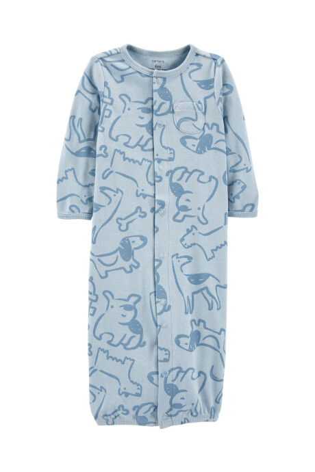 Pijama convertidor de algodón con medias y gorro, azul, diseño perros Sin color