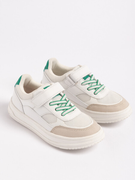 Zapatilla con velcro combinada Blanco