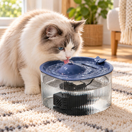 Fuente Bebedero Ballena Para Mascotas 1,5L USB 5V Azul