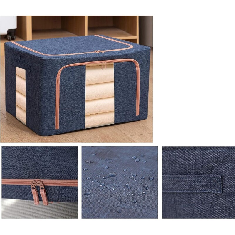 Caja Organizadora Plegable Con Estructura Metalica Color Azul Talle M Caja Organizadora Plegable Con Estructura Metalica Color Azul Talle M