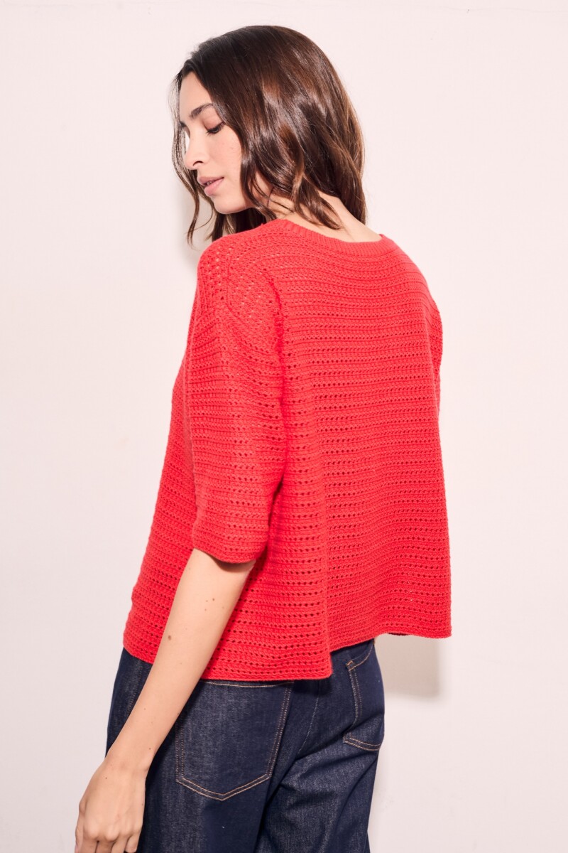 Sweater Texturado Algodon Rojo