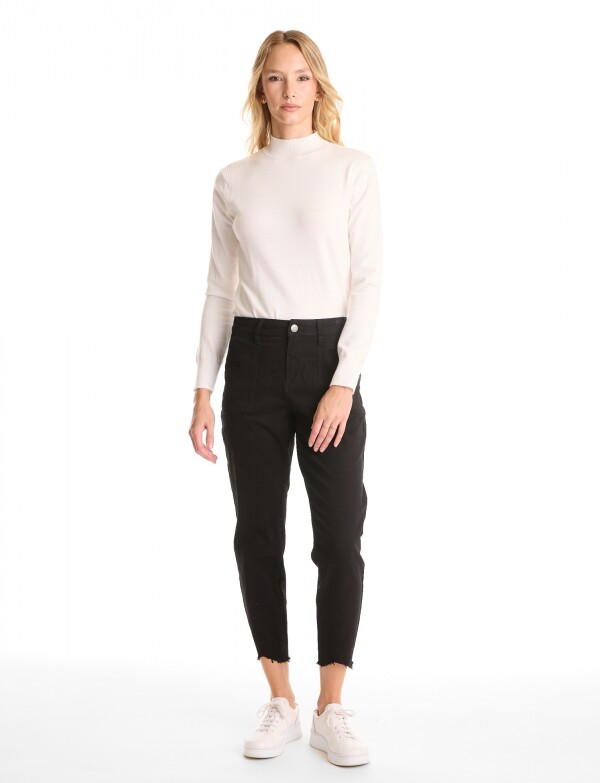 Pantalon Crop & Desflecado NEGRO