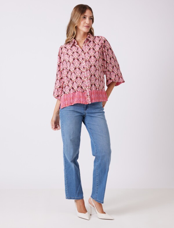Camisa Dolman Printe MULTI/ROSA