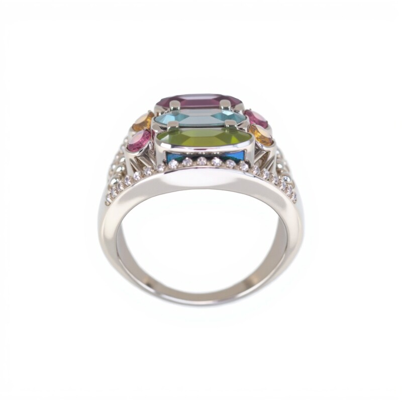 Anillo Chakras-Plata 925-Piedras Varias-AN3246 conpiedra