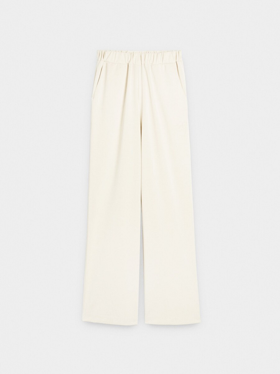 Pantalón Fluido Con Cintura Elástica Toque Suave blanco