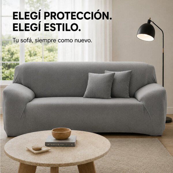 Cubre Sofá Elástico Elastizado Funda 3 Cuerpo Plaza Variante Color Gris Claro