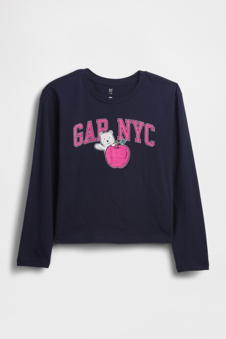 Remera Logo Gap Manga Larga Niña Navy Uniform