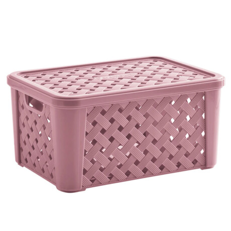 Caja Canasto Organizador Rattan c/ Tapa Paramount 24x17x12Cm Rosa