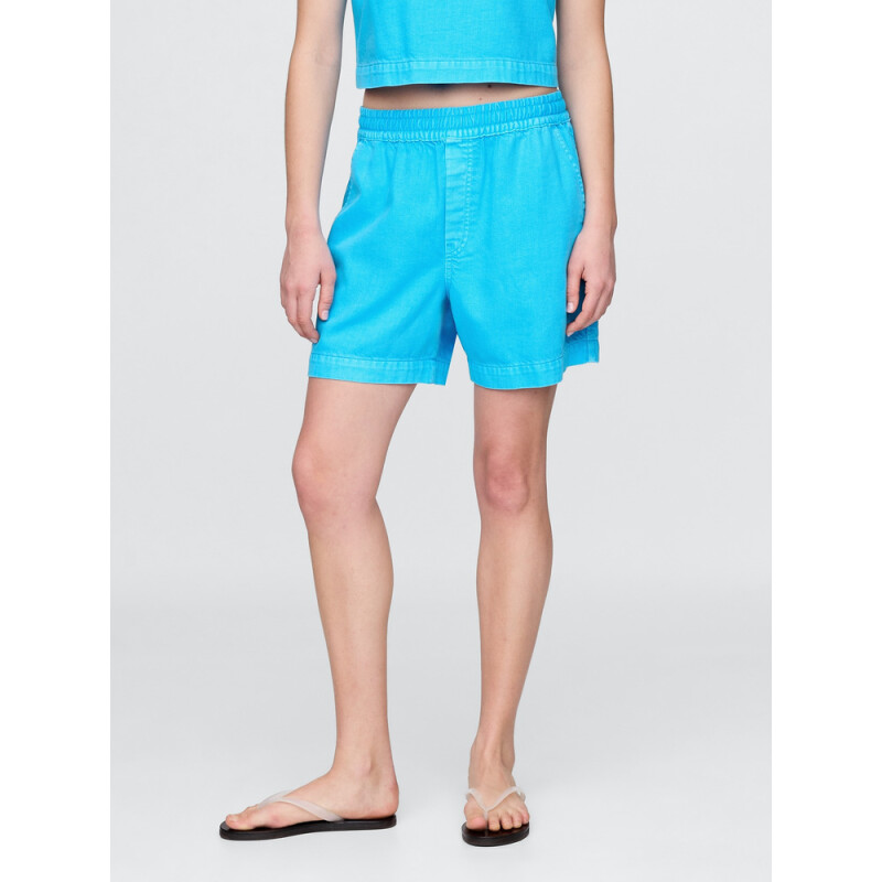 DENIM EASY PULL ON SHORT GMT DYE COLOR TRUE CYAN BLUE 663