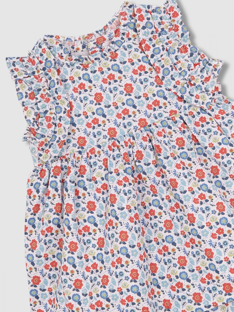 Vestido De Flores Gris