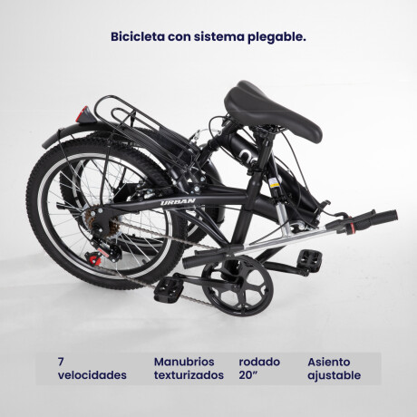 Bicicleta Plegable Rodado 20 Shimano Parrilla Negro
