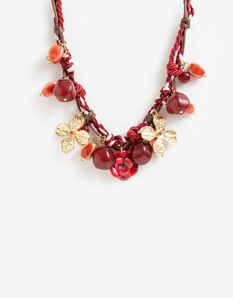 Collares Cortos Esmalte Collar Corto Floral - Dorado