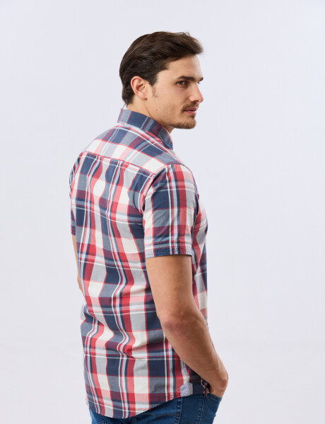 CAMISA MANGA CORTA CUADROS Rojo