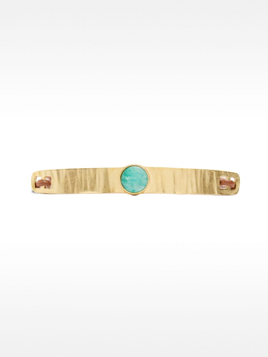 Pulsera De Piel Con Placa Y Piedra azul
