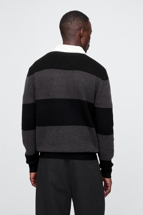 Buzo Tipo Polo A Rayas Hombre Grey Multi Stripe V2
