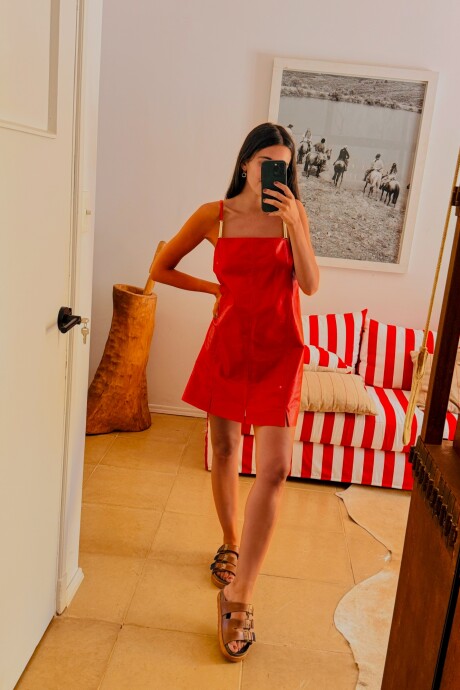 Mini Leather Dress Rojo