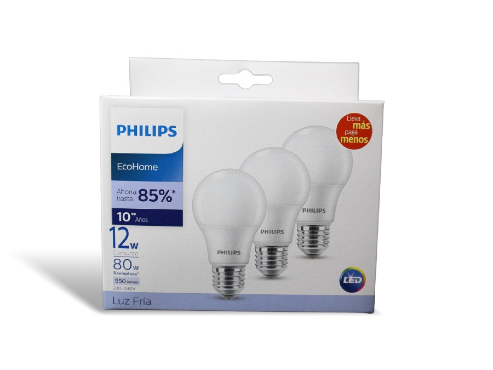 LAMPARA ECOHOME LED BULBO 12W E27 6500KHV PACK 3 