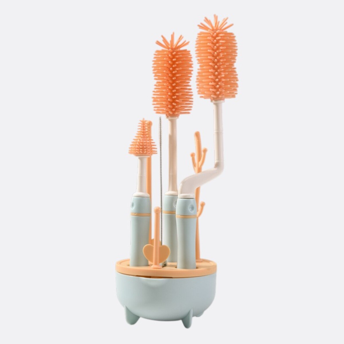 Set Cepillos Silicona Limpiadores Mamaderas Chupetes 360° - Celeste 