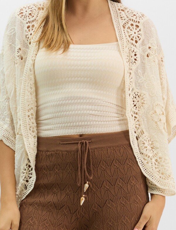 Cardigan Algodon Bordado CRUDO