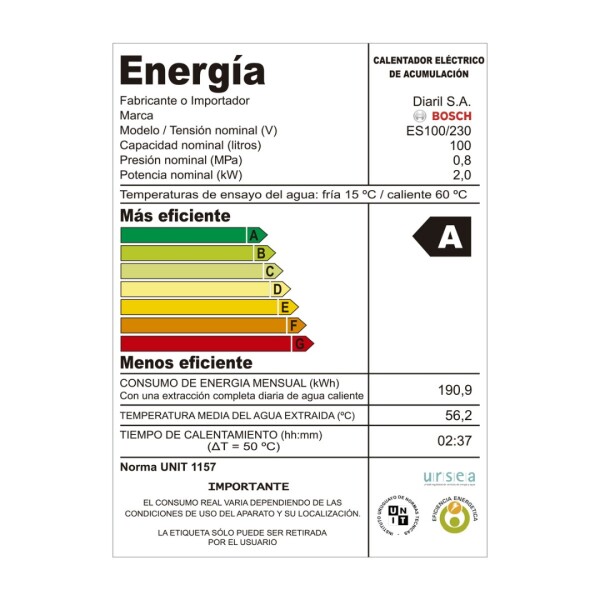 Termotanque Calefón Bosch 100l TERMOTANQUE BOSCH 100 L