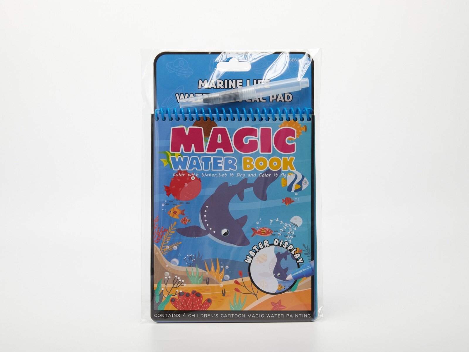 LIBRO DE DIBUJO MÁGICO EN AGUA CON PINCEL (MUNDO SUBACUÁTICO) 