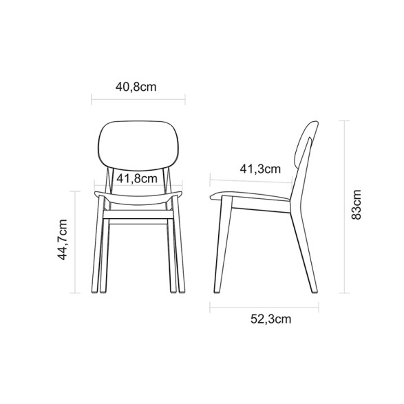 Silla de madera color tabaco "LONDON" -TRAMONTINA TB7012