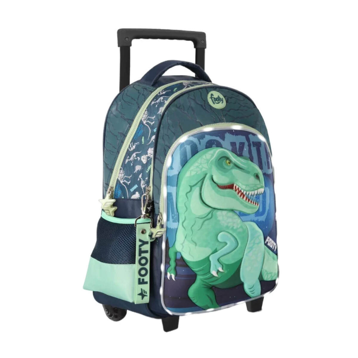 Mochila Footy CARRO DINOSAURIO con Luz Led - Azul Marino - Verde 