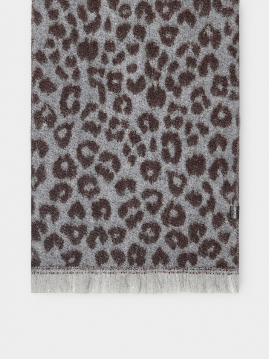 Bufanda Estampado Animal Con Flecos burdeos
