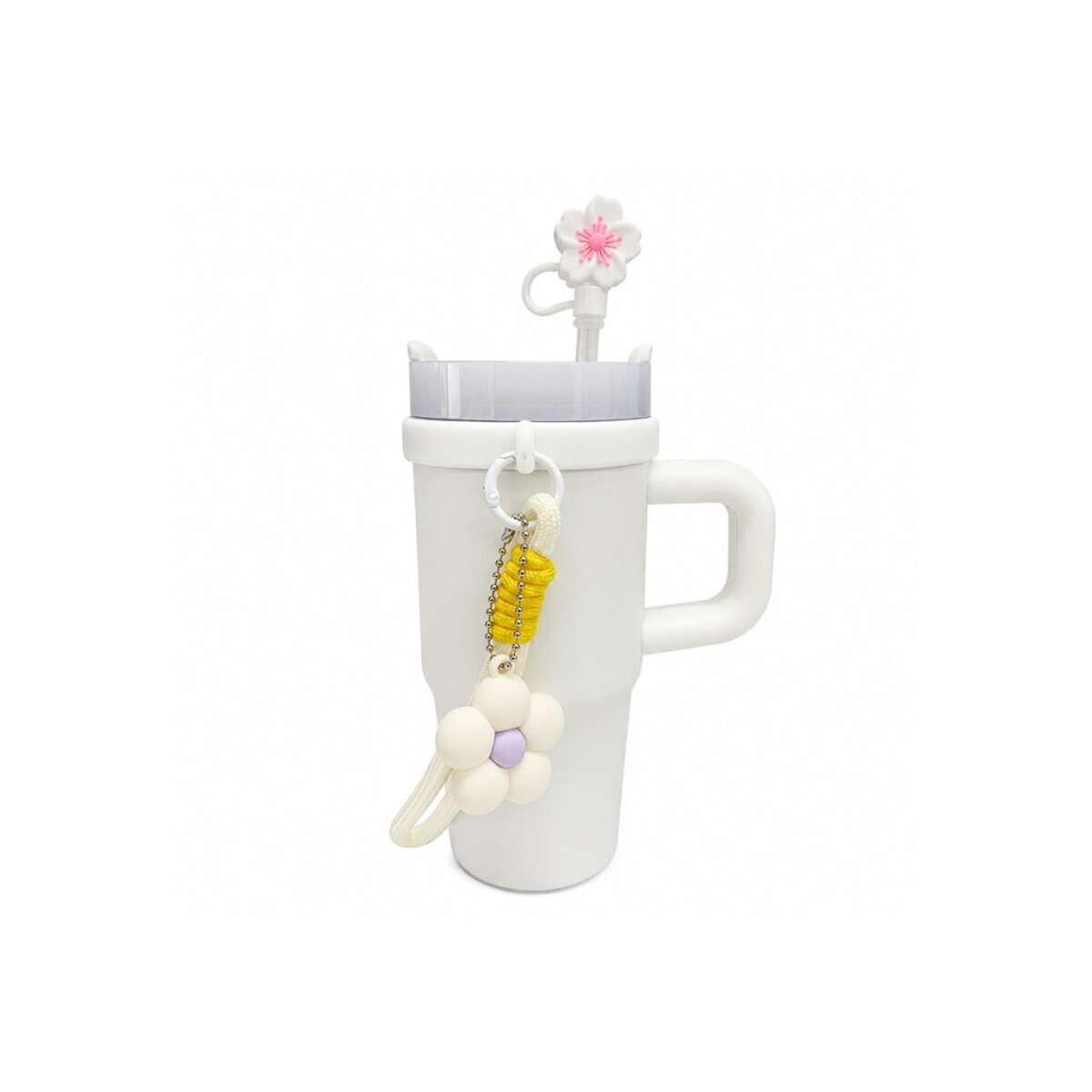 Vaso térmico de acero con accesorios y tapita 420ml - Blanco 