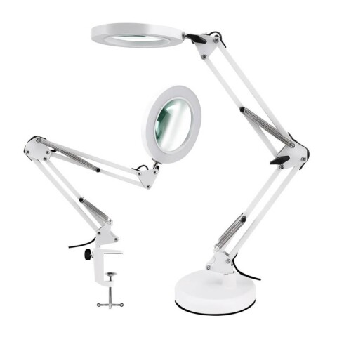Lampara Aro Luz Led Lupa Aumento 2 En 1 Escritorio Y Morsa Color Variante Blanco