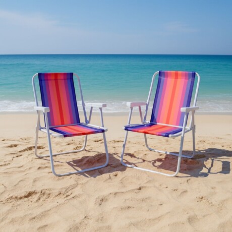 Set X 2 Sillas Altas Aluminio Clásica A Rayas VIOLETA Y NARANJA