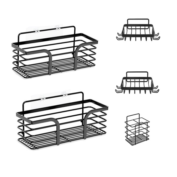 Set x5 Estante Organizador Baño Accesorios Con Adhesivos IMBACK Color Negro Set x5 Estante Organizador Baño Accesorios Con Adhesivos IMBACK Color Negro