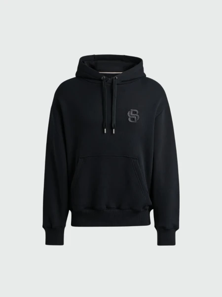 BOSS Sudadera con Capucha de Algodón con Monograma Doble B Negro